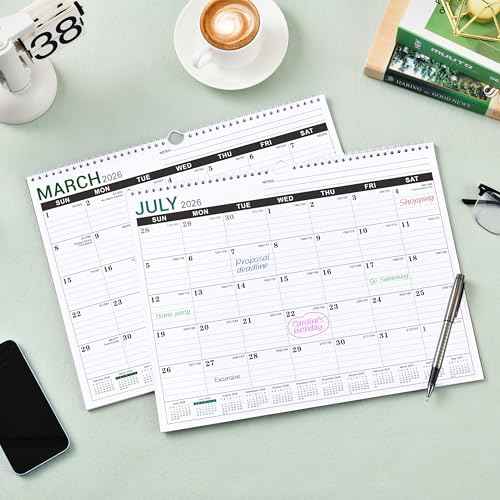 2026 Wall Calendar - 2026 Calendar Wall from Jan. 2026 to Dec. 2026, Monthly Calendar with Large Ruled Blocks and Julian Dates, Calendars for Easy Planning, 11.5''x14.75''