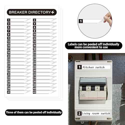 STARLIBOO 16 Sheets Breaker Panel Labels, Electrical Box Sticker Numbers Breaker Panel Labels, Waterproof Durable Self-Adhesive Electrical Stickers- Black