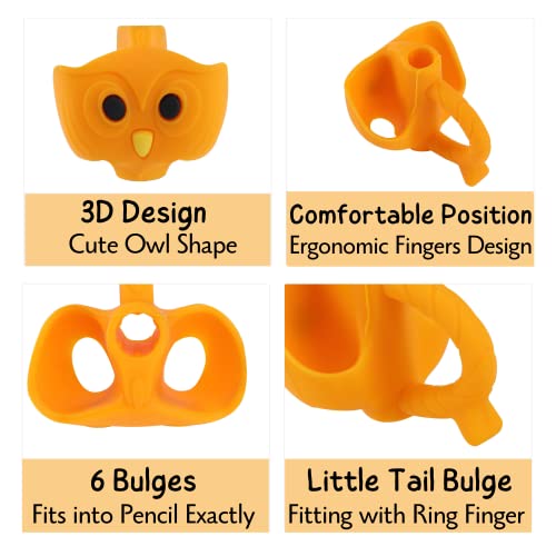 Vibrant Mr. Pen Owl Pencil Grips - 6 Silicone Gel Fits Pencils & Pens