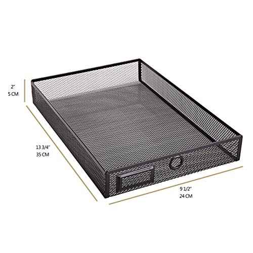 Annova Desk Organizer Wire Mesh 3 Tier Sliding Drawers Paper Sorter/Multifunctional/Premium Solid Construction for Letters, Documents, Mail, Files, Paper, Kids' Art Supplies (Black)