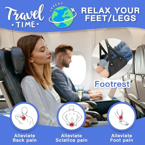 FEIMINI 2-Pack Airplane Footrest Hammock – Travel Foot Rest Cushion for Long Flights