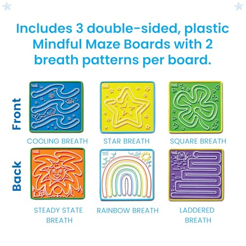 hand2mind Mindful Maze Boards - Plastic Breathing Boards for Kids Ages 3+ (Set of 3)