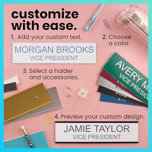 ExcelMark 2"x 8"Custom Engraved Name Plate with Square Corners