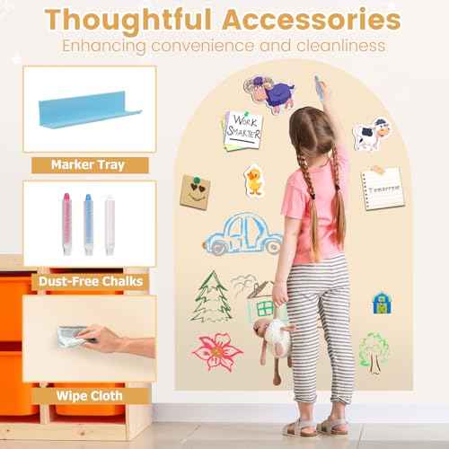 Magnetic Wall Decal Arch: 31" x 39" Magnetic Chalk Board Sticker -for Kids & Playroom (Ivory White)