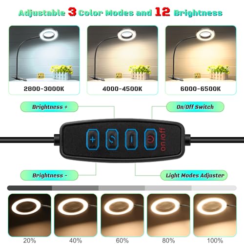 Black 10X Magnifying Glass with Light, Stand & Hands-Free Clip - NZQXJXZ