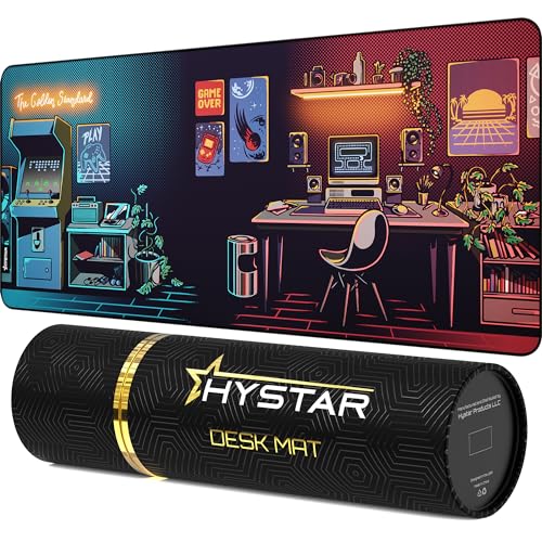 Hystar¢ç Extended Gaming Mouse Pad | XXL 36" x 16" | 5mm Thick, Waterproof Surface, Smooth Polyester Fabric, and Natural Rubber Base | Nostalgia