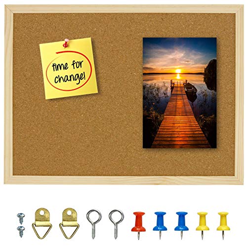 OWLKELA Cork Board 14.6x11 Inches with Wooden Frame - Memo Bulletin Board for Home & Office