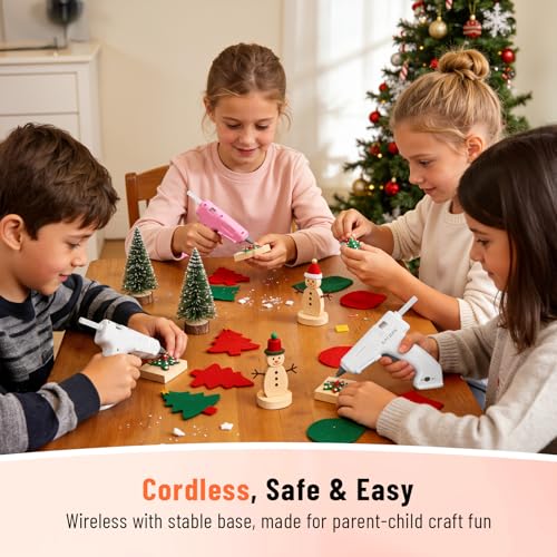 Katerk Cordless Hot Glue Gun Kit with 15 Sticks - White, 3.7V, 90s Heat