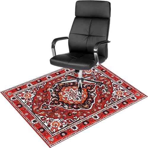 Office Chair Mat, Carpet & Hard Floor, 36" x 48", Red