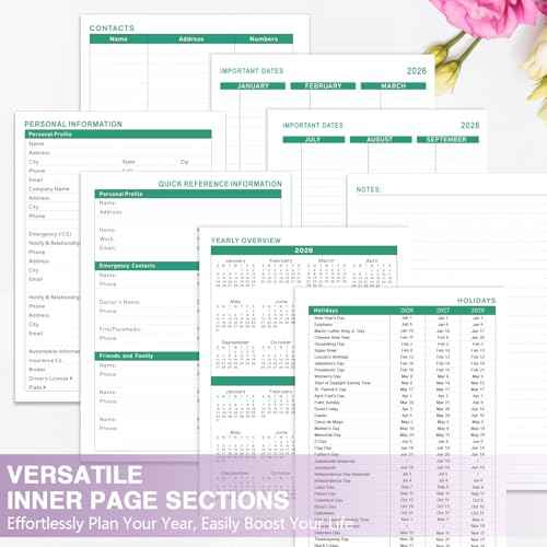 GuassLee 2026 Planner, Weekly and Monthly Planner from January 2026-December 2026, 6.1"x8.4" Aesthetic Agenda Book Planner with Back Pocket, Stickers, Coated Tabs, A5 Size