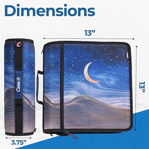 Case-it C Desert Night 3-Inch Zipper Binder with 600 Sheets & Organizational Pockets - 1 Pack