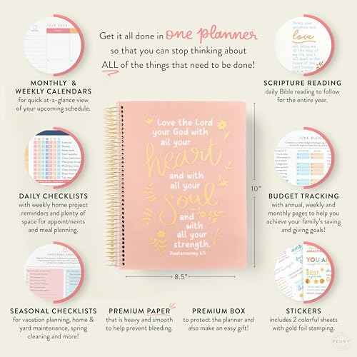 PPP Home Planner 2026 | 12-Month Weekly Calendar (Sunday Start) | Monthly Review & Seasonal Checklists | Budgeting & Savings Worksheets | Daily Bible Reading Plan | Checklists for Routines and Goals