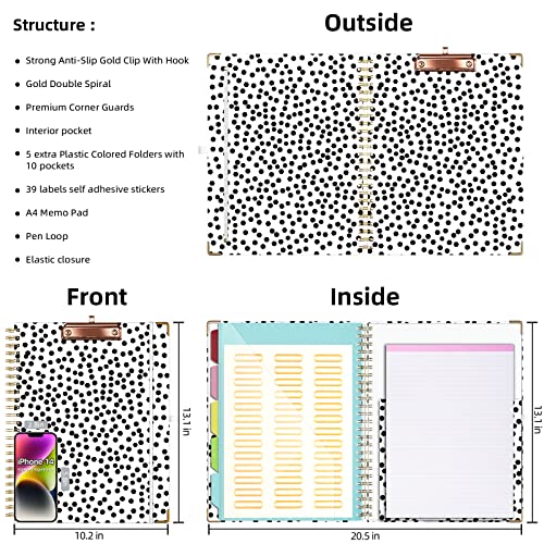 Ospelelf Polka Dots Clipboard with Storage 8.5 x 11 Padfolio Organizer — Nurse Office Essentials