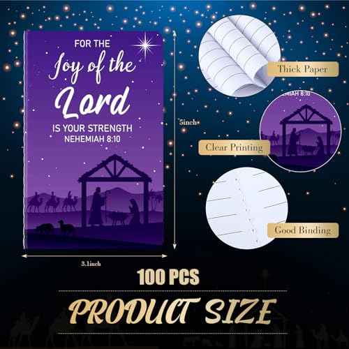 Tenceur 100 Pcs Mini Christmas Notepad Nativity Theme Christian Gift Stuffers Christmas Notebook Bible Verse Notepads 10 Styles for Office Supply Christmas Party Favors Holy Night