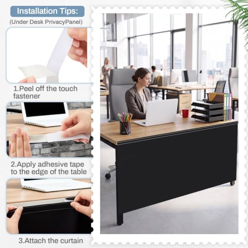 Tegeme 60'' Under Desk Privacy Panel Black – Self-Adhesive Modesty Panel