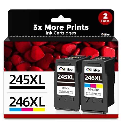 245XL 246XL Ink Cartridge Compatible Replacement for Canon PG 245 XL CL 246 XL Combo (1 Black 1 Color, 2 Pack) PG245 CL246 for PIXMA TR4520 MX490 MG2522 MX492 TR4522 TR4500 TS3122 MG2520 Printer
