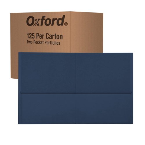 Oxford 2 Pocket Folders, Mega Box of 125, Textured Paper Folders, Blue, Letter Size, Essentials for School & Teacher Supplies Lists (57544)
