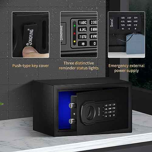 Fire Resistant Safe Box with Fireproof Waterproof Bag and Sensor Light,0.4 Cubic Feet Money Safe with Emergency External Power Supply,Electronic Digital Security Safe