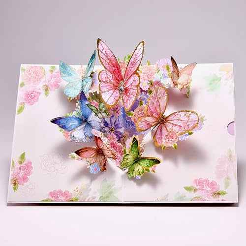 LoveEcho Pop Up Birthday Card, Gold-edged Butterfly Waltz 3D Greeting Card for Birthday, Anniversary, Thank You, Thinking of You, for Women, Wife, Grandma, Daughter, Son, Father, Grandpa, Blue