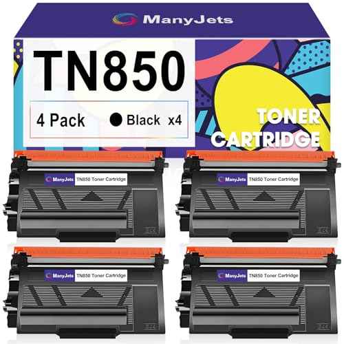 TN850 Toner Cartridge (4-Pack) - Compatible for Brother TN-850/TN820 - Replacement for HL-L6200DW HL-L5200DW MFC-L5850DW MFC-L6800DW DCP-L5600DN Printers - Black