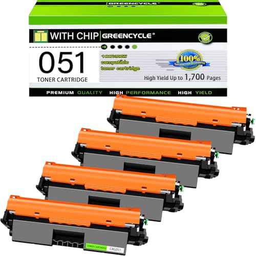 greencycle 4 Pack CRG051 Toner Cartridge Replacement Compatible for Canon 051 Black Toner Cartridge 2168C001 ImageCLASS LBP160 LBP161dn LBP162dw MF264dw MF267dw MF269dw Printer Ink Cartridge (4PCS)