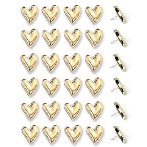30 pcs - Heart Decorative Pins, Gold Cute Pins for Bulletin Board, Office or Home (30Pcs-Gold)