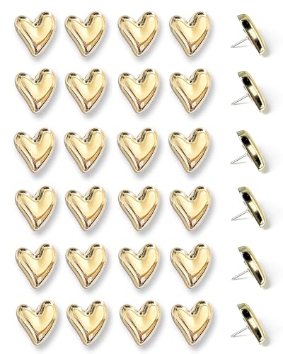 30 Pcs Gold Heart Push Pins - Decorative Office/Home Bulletin Board Accessories (30Pcs-Gold) KEYDUACU