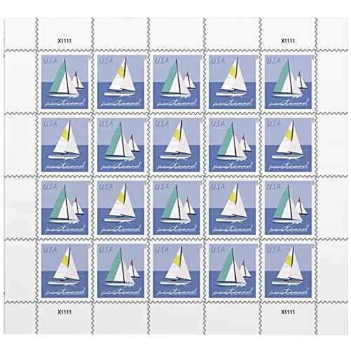 Sailboats Postcard Stamps (1 Sheet (20 Stamps)