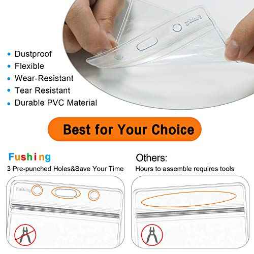 Fushing 300 Pcs Clear Plastic Horizontal Name Tag Badge ID Card Holders