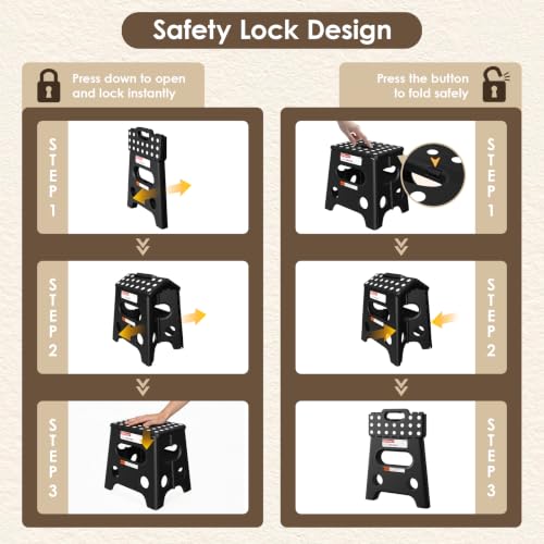 13 Inch Folding Step Stool with 450LBS Capacity, Non-Slip & Safety Lock