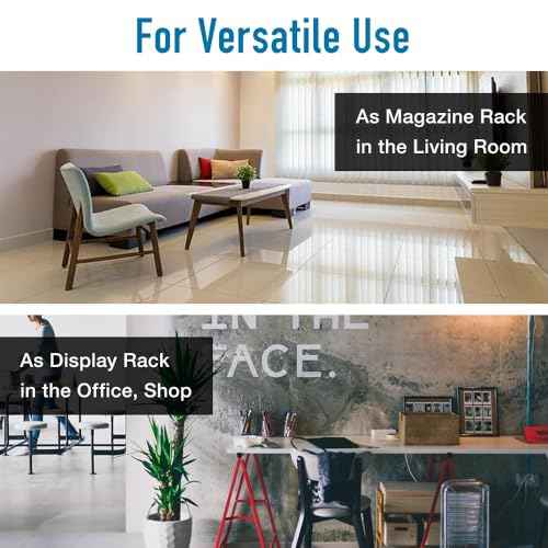 Japard Folding Magazine Stand Rack Literature Catalog Brochure Holder Display Stand 4 Pockets Foldable Portable for Office Tradeshow Exhibition Black