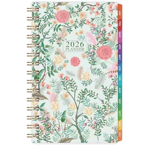 2026 Pocket Calendar - 2026 Pocket Planner for Purse, Jan. 2026 - Dec. 2026 Planner Weekly and Monthly, 4.1'' ¡¿ 6.8'', 12 Months Tabs, Strong Twin-wire Binding, Floral Cover