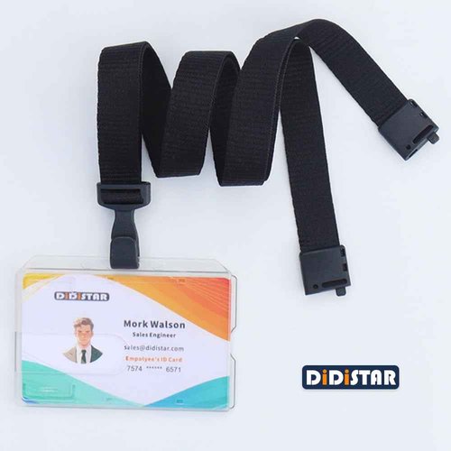 DiDiSTAR 100 Pack Bulk Polyester Breakaway Lanyards with Plastic No Twist Clip & Safety Breakaway Clasp-Great for Radiology-School Hospital-MRI Safe-Neck Strap I.D. Badge Holders 36”(Black)