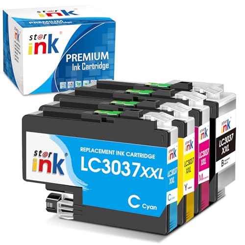 LC3037 XXL Ink Cartridges Replacement for Brother LC3037 Ink Cartridge Compatible with Brother MFC-J5845DW Ink MFC-J6545DW MFC-J6945DW MFC-J5945DW Printer LC3037 bk/c/m/y Ink Cartridges-4Pk