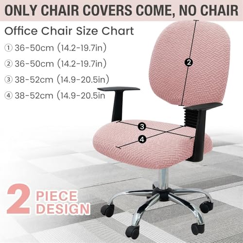 MIFXIN B-jacquard Pink 2-Piece Office Chair Cover Set, Stretchable Elastic Slipcovers