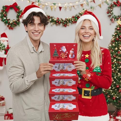 Christmas Money Gift Cards Envelope for Cash Gifts, Christmas Party Gifts Money Holder for Men Women Girl Boy (Red)