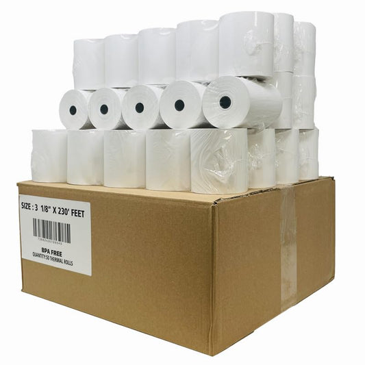 (50 Rolls) BPA FREE Nayelish Thermal Paper - 3-1/8 x 230 Feet (CT-S300) 46 GSM