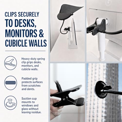 Livvie Clip-On Desk Shade for Cubicles | Reduces Glare & Eye Strain