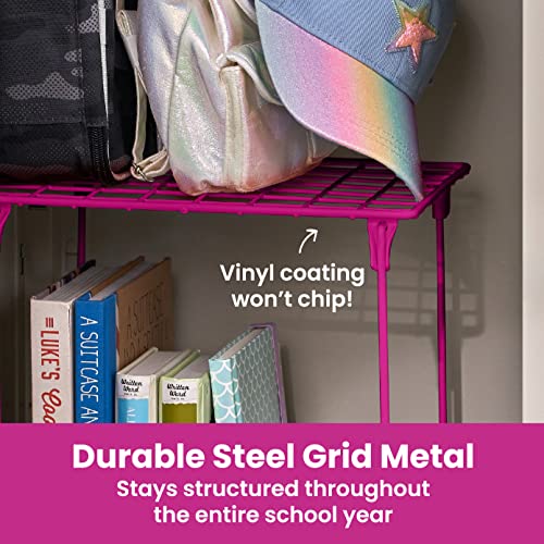 LockerMate Stac-A-Shelf Extra Tall Locker Shelf Pink (Pack of 1) - 12"