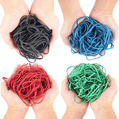AIWOQI 120pcs Large Rubber Bands 0.31in x 0.15in Assorted Colors 7in Flat Length