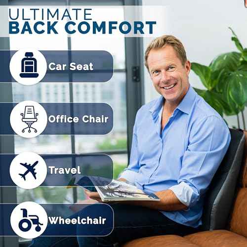 ComfiLife Lumbar Support Pillow for Office Chair ? Premium Memory Foam Lumbar Pillow ? Back Support for Office Chair, Car ? Back Pain Relief, Improves Posture ? 3 Adjustable Straps, Mesh + Leatherette