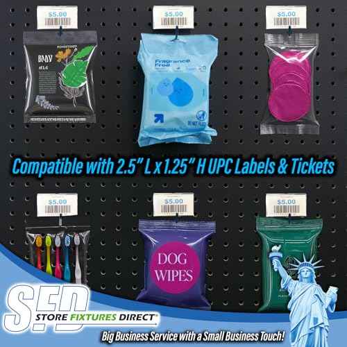 STORE FIXTURES DIRECT Pegboard Label Holder, Scannable UPC Ticket Display with Slot for Peg Wall, 2.5" L x 1.25", 50 Pack