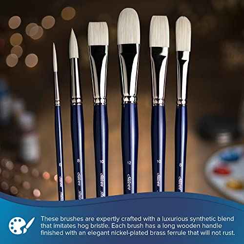 Silver Brush Limited 1903-12 Bristlon Filbert Paintbrush for Oil, Acrylic, and Heavy Body Paints, Size 12, Long Handle