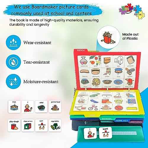Visual Communication Book,162 ASD Photo Picture Cards: Autism Language Vocabulary, Speech Articulation Therapy, ADHD & Aprexia Learning (English Plastic Cartoon Picture Book, Small)