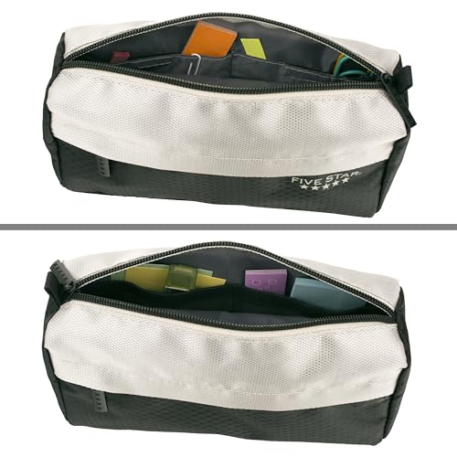 Five Star Black/Grey 8" x 4" 9-Pocket Zipper Pencil Pouch Organizer