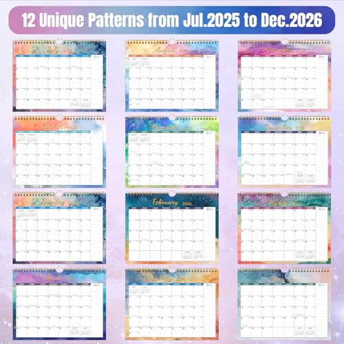 Gannyfer 2026 Wall Calendar, 18 Monthly Desktop/Wall Calendar 2025-2026, July 2025 to Dec 2026, 11" x 8.5" Magnetic Fridge Wall Planner for Your Family, School or Office (3 Stickers Included)