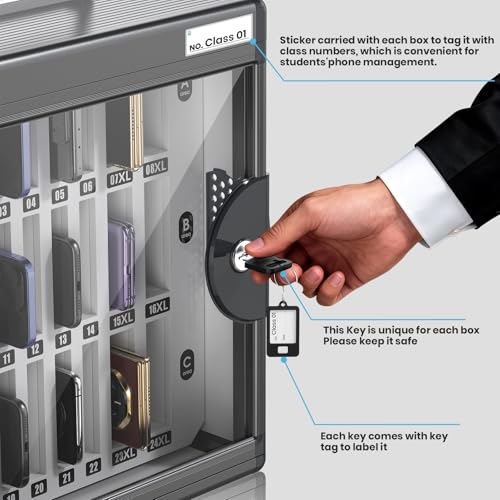 36 Slots Cell Phone Locker for Classroom, Portable Mobile Storage Box