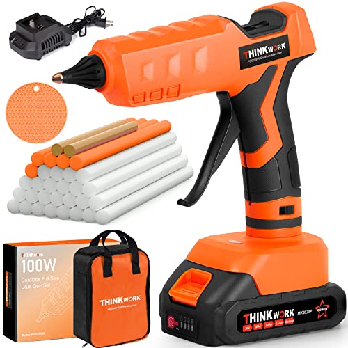 THINKWORK 20V Cordless Hot Glue Gun Kit with 30 Full-Size Sticks