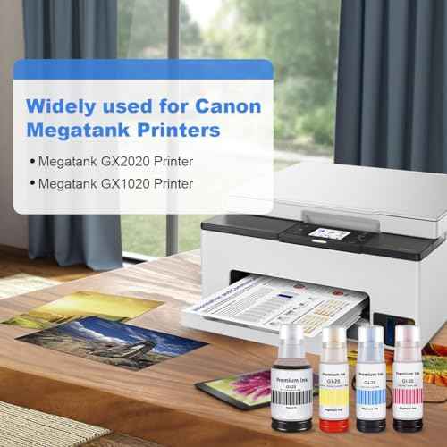 Pigment GI-25 Refill Bottle Ink Replacement for Canon 25 GI-25 GI25 Ink Work for Canon PIXMA MegaTank GX2020 GX1020 Printer (Black 135ml, CMY 70ml, 4-Pack)