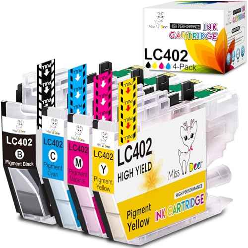 Miss Deer LC402 Ink Cartridges 4-Pack, Compatible Replacement for Brother LC402 LC 402 LC402XL High Yield Work for MFC-J6540DW MFC-J5340DW MFC-J6740DW MFC-J6940DW Printer (Black Cyan Magenta Yellow)